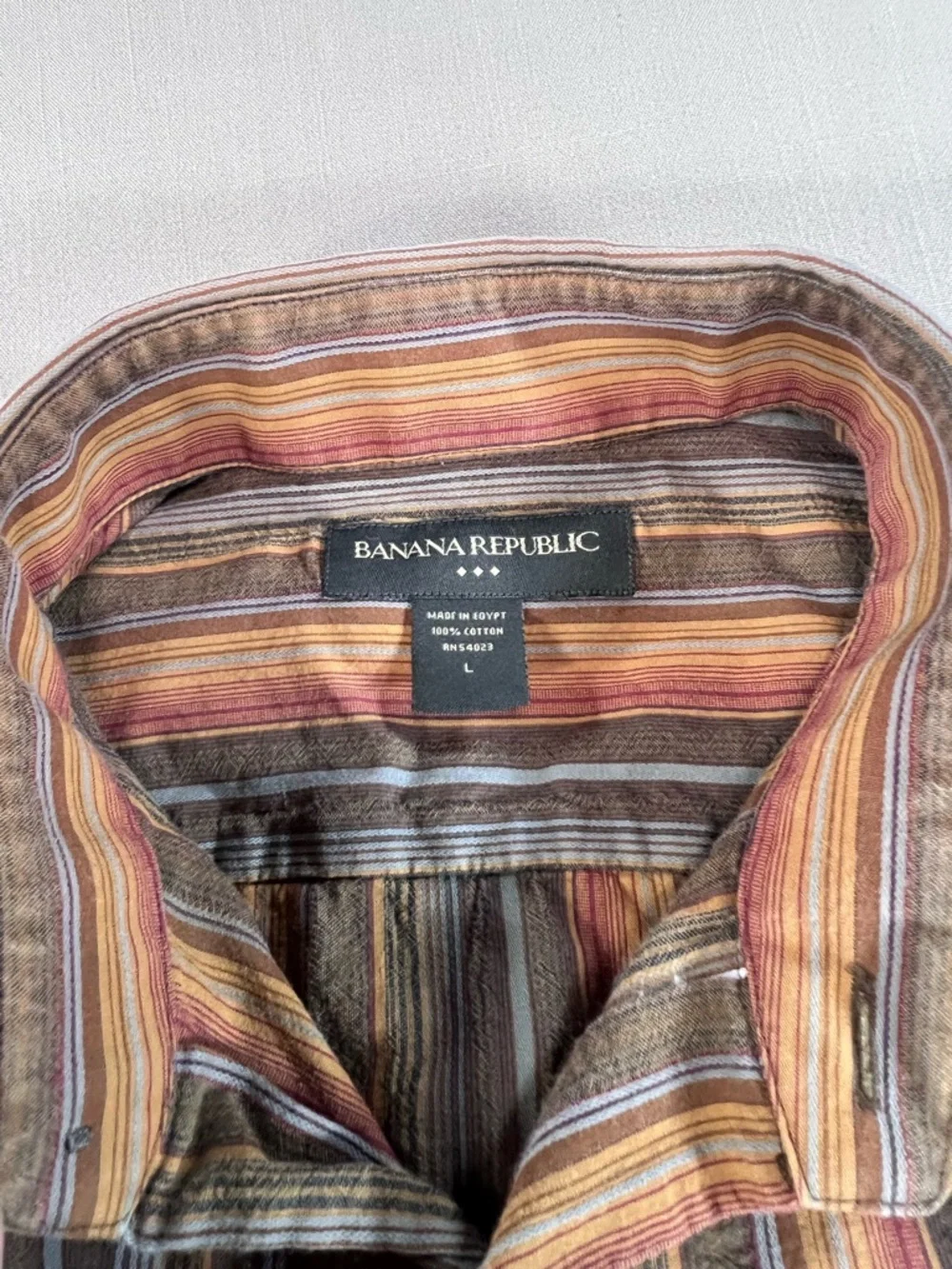Banana Republic Men’s L Multi Stripe Long Sleeve Button Down 100% Cotton Shirt